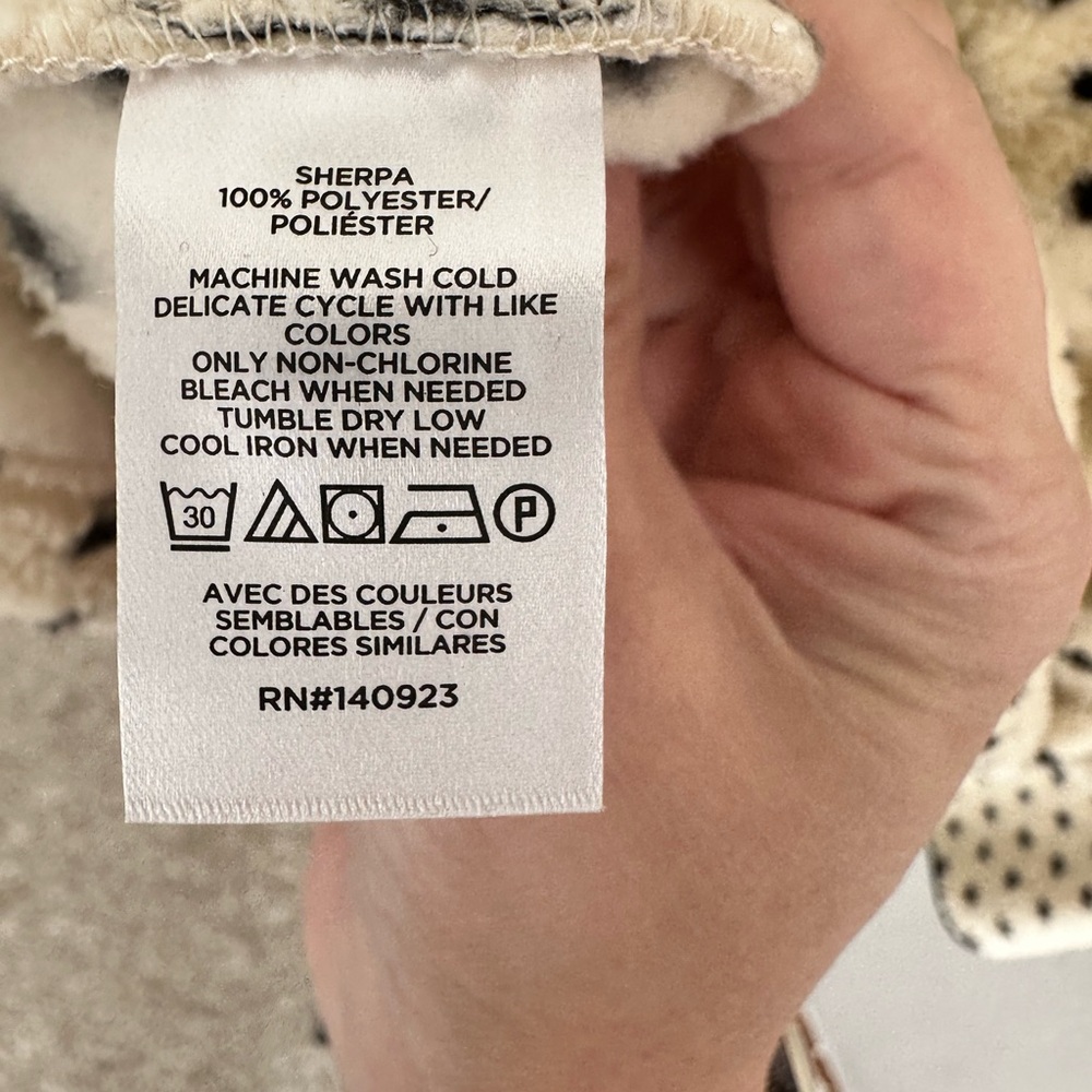 Loft Polka Dot Sherpa Fleece Jacket - Cream and Black - Picture 4 of 4